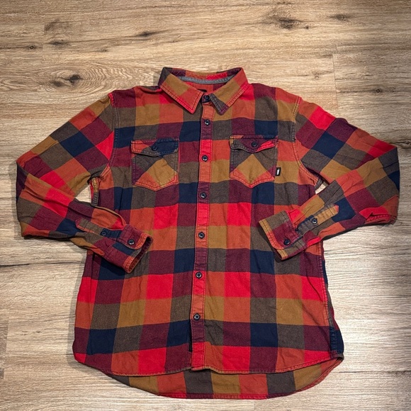 Vans Box Flannel Plaid Button-Up Shirt - Red, Blue, Brown Size L - Picture 1 of 4
